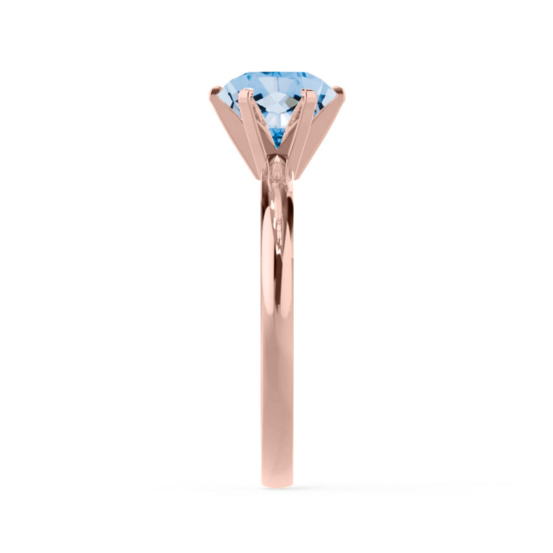 JULIET - Chatham® Round Aqua Spinel Solitaire Engagement Ring 18k Rose Gold