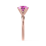 JULIET - Chatham® Round Pink Sapphire Solitaire Engagement Ring 18k Rose Gold