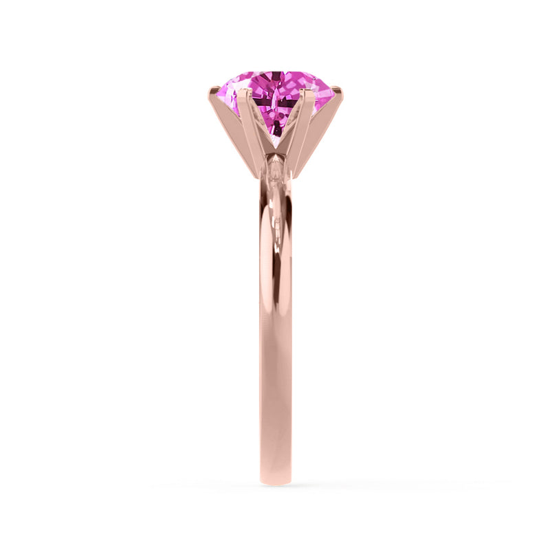 JULIET - Chatham® Round Pink Sapphire Solitaire Engagement Ring 18k Rose Gold