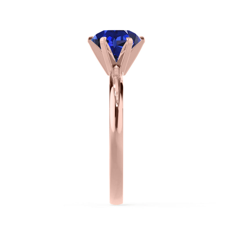JULIET - Chatham® Round Blue Sapphire Solitaire Engagement Ring 18k Rose Gold