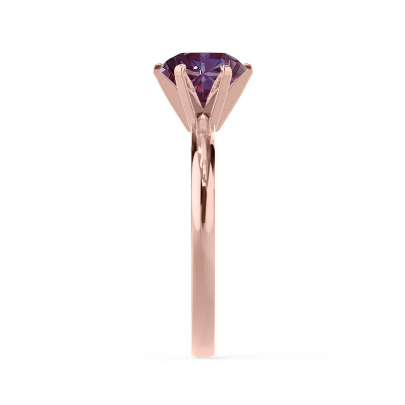 JULIET - Chatham® Round Alexandrite Solitaire Engagement Ring 18k Rose Gold