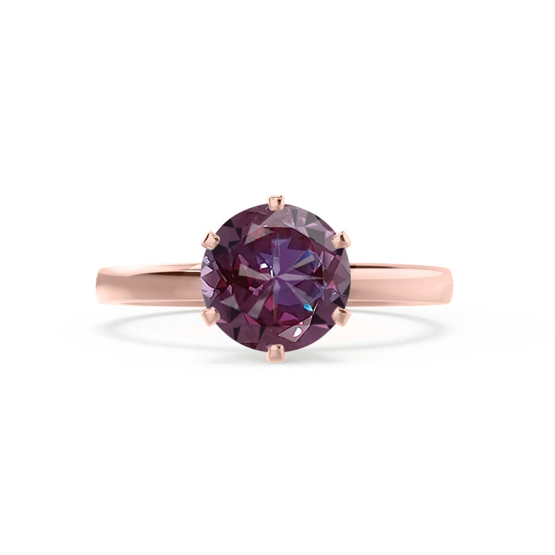 JULIET - Chatham® Round Alexandrite Solitaire Engagement Ring 18k Rose Gold