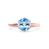 JULIET - Chatham® Round Aqua Spinel Solitaire Engagement Ring 18k Rose Gold