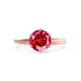 JULIET - Chatham® Round Ruby Solitaire Engagement Ring 18k Rose Gold