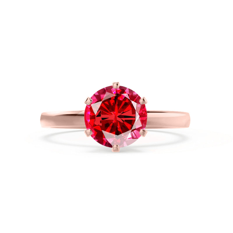 JULIET - Chatham® Round Ruby Solitaire Engagement Ring 18k Rose Gold