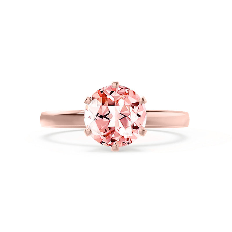 JULIET - Chatham® Round Champagne True Sapphire Solitaire Engagement Ring 18k Rose Gold