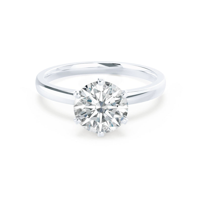JULIET - Round Moissanite 18k White Gold Solitaire Ring Engagement Ring Lily Arkwright