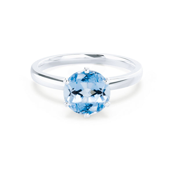 JULIET - Chatham® Round Aqua Spinel Solitaire Engagement Ring 950 Platinum