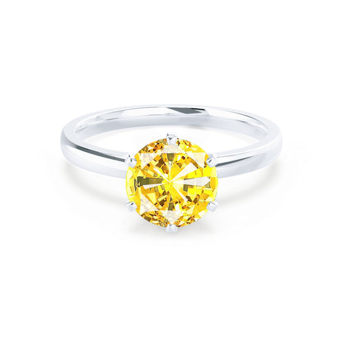 JULIET - Ready to Ship 0.38ct Lab Grown Chatham® Round Lab Grown Yellow Sapphire Platinum 950 Solitaire Ring
