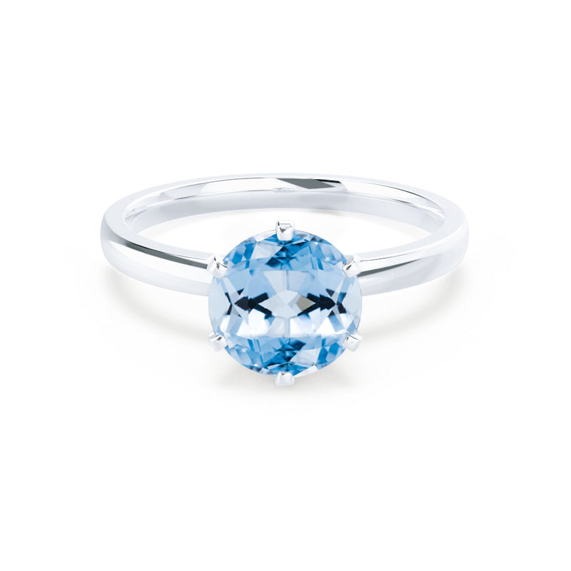 JULIET - Chatham® Round Aqua Spinel Solitaire Engagement Ring 950 Platinum