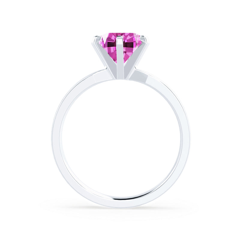 JULIET - Chatham® Round Pink Sapphire Solitaire Engagement Ring 950 Platinum