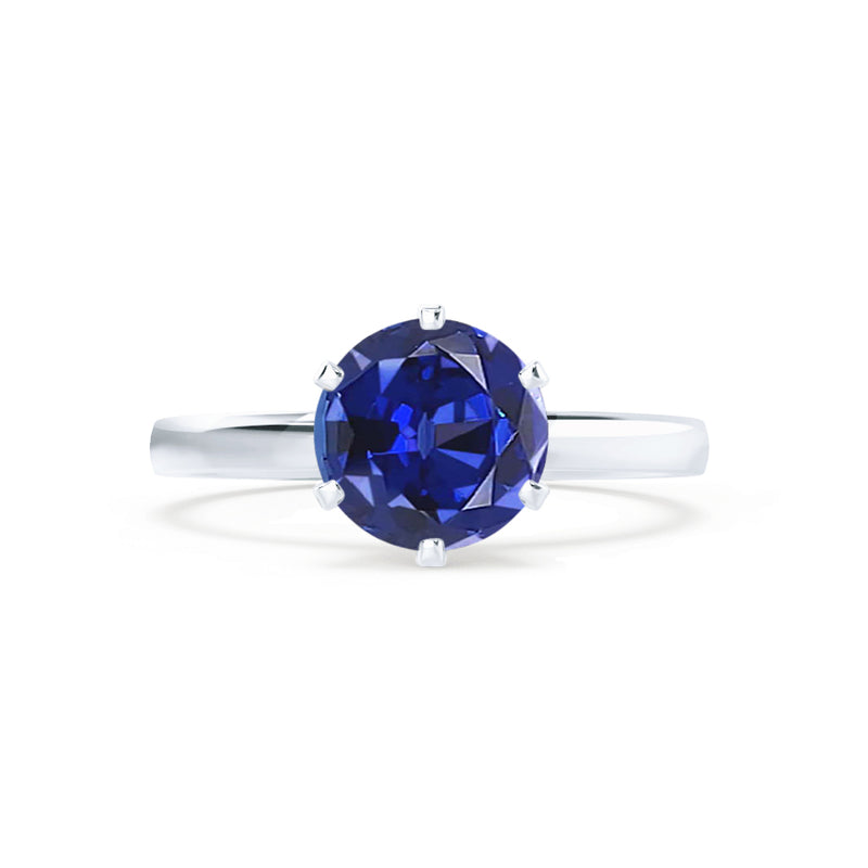 JULIET - Chatham® Round Blue Sapphire Solitaire Engagement Ring 950 Platinum