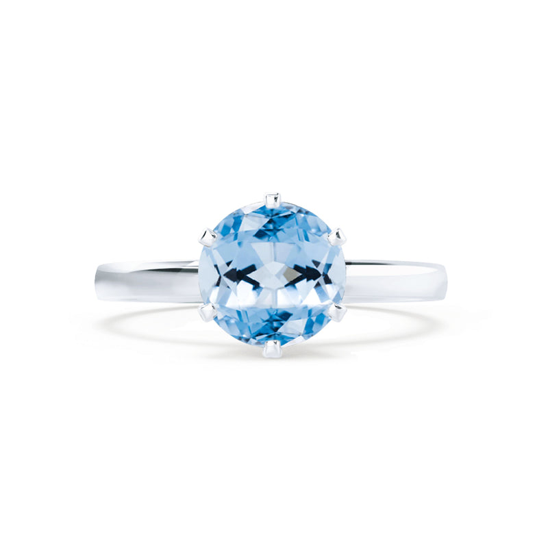JULIET - Chatham® Round Aqua Spinel Solitaire Engagement Ring 950 Platinum
