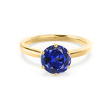JULIET - Chatham® Round Blue Sapphire Solitaire Engagement Ring 18k Yellow Gold