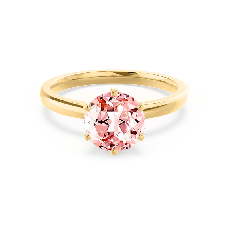 JULIET - Chatham® Round Champagne True Sapphire Solitaire Engagement Ring 18k Yellow Gold