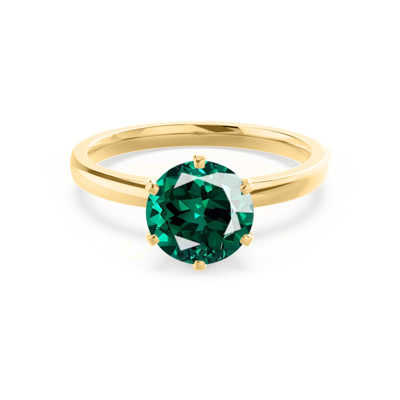 JULIET - Chatham® Round Emerald Solitaire Engagement Ring 18k Yellow Gold