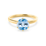 JULIET - Chatham® Round Aqua Spinel Solitaire Engagement Ring 18k Yellow Gold