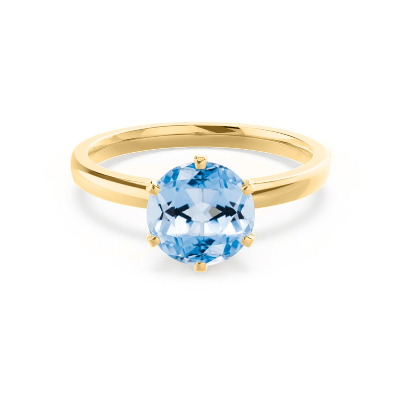 JULIET - Chatham® Round Aqua Spinel Solitaire Engagement Ring 18k Yellow Gold