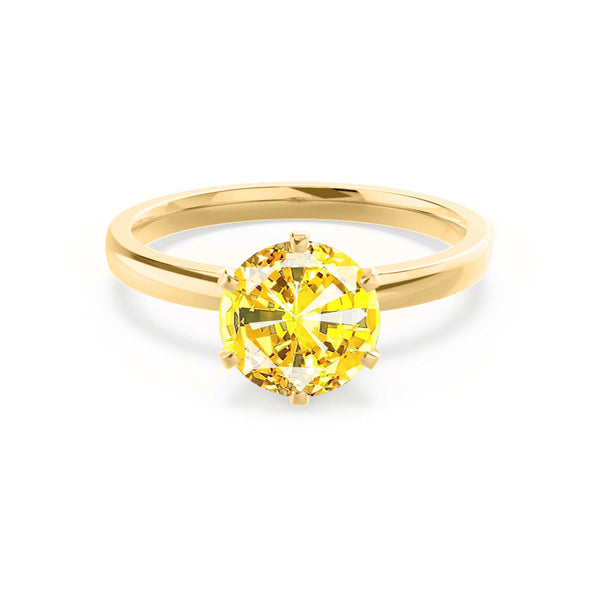 JULIET - Chatham® Round Yellow Sapphire Solitaire Engagement Ring 18k Yellow Gold
