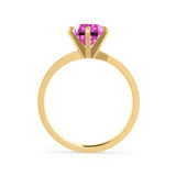 JULIET - Chatham® Round Pink Sapphire Solitaire Engagement Ring 18k Yellow Gold