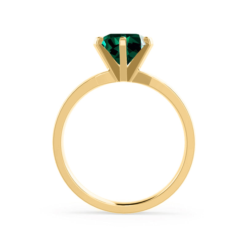 JULIET - Chatham® Round Emerald Solitaire Engagement Ring 18k Yellow Gold