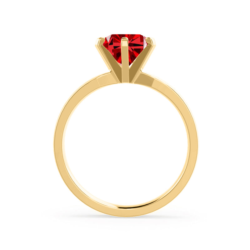JULIET - Chatham® Round Ruby Solitaire Engagement Ring 18k Yellow Gold