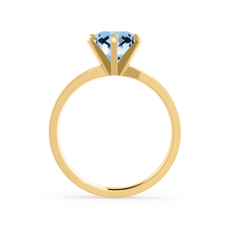 JULIET - Chatham® Round Aqua Spinel Solitaire Engagement Ring 18k Yellow Gold