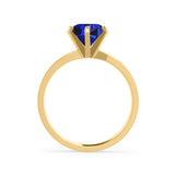 JULIET - Chatham® Round Blue Sapphire Solitaire Engagement Ring 18k Yellow Gold