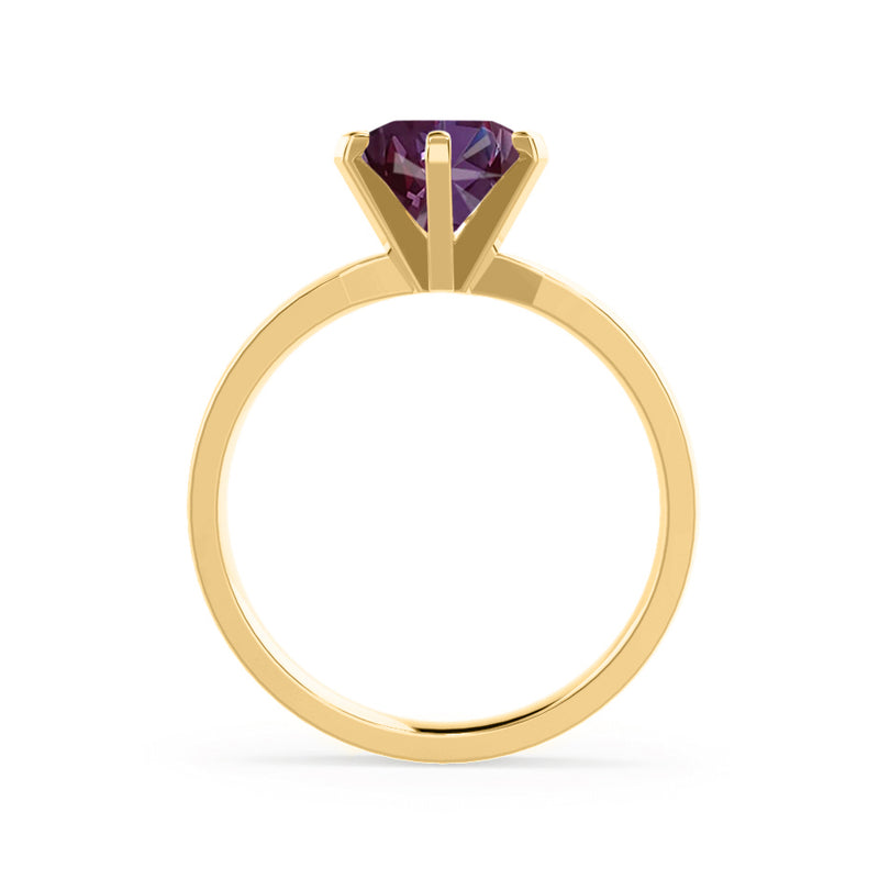 JULIET - Chatham® Round Alexandrite Solitaire Engagement Ring 18k Yellow Gold
