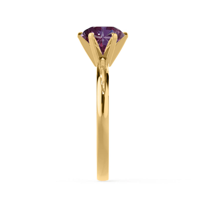 JULIET - Chatham® Round Alexandrite Solitaire Engagement Ring 18k Yellow Gold