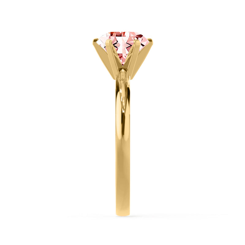 JULIET - Chatham® Round Champagne True Sapphire Solitaire Engagement Ring 18k Yellow Gold