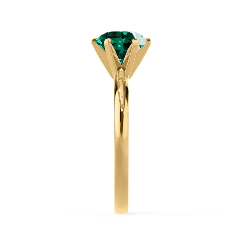 JULIET - Chatham® Round Emerald Solitaire Engagement Ring 18k Yellow Gold