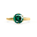 JULIET - Chatham® Round Emerald Solitaire Engagement Ring 18k Yellow Gold