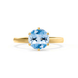 JULIET - Chatham® Round Aqua Spinel Solitaire Engagement Ring 18k Yellow Gold