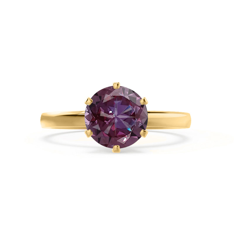 JULIET - Chatham® Round Alexandrite Solitaire Engagement Ring 18k Yellow Gold