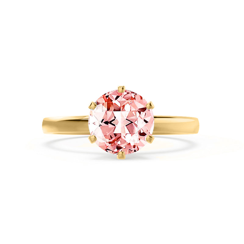 JULIET - Chatham® Round Champagne True Sapphire Solitaire Engagement Ring 18k Yellow Gold