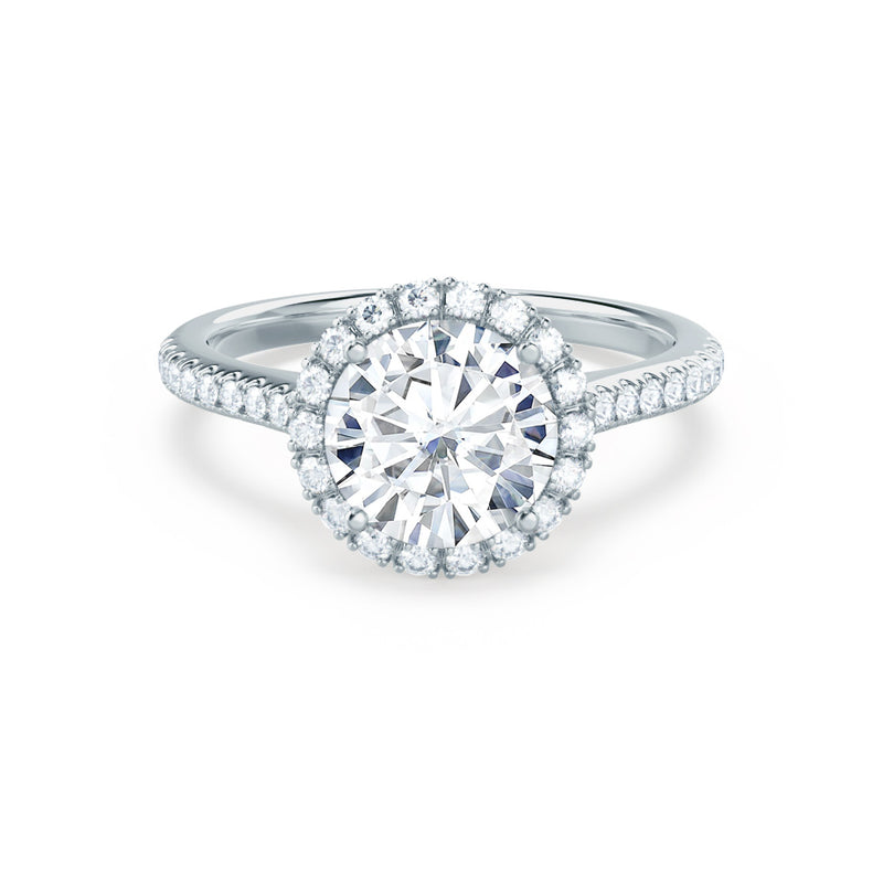 LAVENDER - Round Lab Diamond 950 Platinum Petite Halo Ring Engagement Ring Lily Arkwright