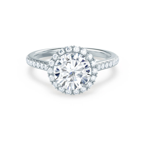 LAVENDER -  Round Moissanite & Diamond 950 Platinum Petite Halo Ring Engagement Ring Lily Arkwright