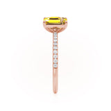 CELESTE - Toi Et Moi Chatham® Yellow Sapphire Emerald & Lab Diamond Pear Cut Ring 18k Rose Gold