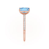 CELESTE - Toi Et Moi Chatham® Aqua Spinel Emerald & Lab Diamond Pear Cut Ring 18k Rose Gold
