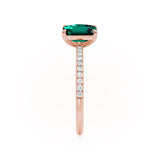 CELESTE - Toi Et Moi Chatham® Green Emerald & Lab Diamond Pear Cut Ring 18k Rose Gold