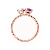 CELESTE - Toi Et Moi Chatham® Pink Sapphire Emerald & Lab Diamond Pear Cut Ring 18k Rose Gold