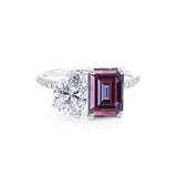 CELESTE - Toi Et Moi Chatham® Alexandrite Emerald & Lab Diamond Pear Cut Ring 18k White Gold