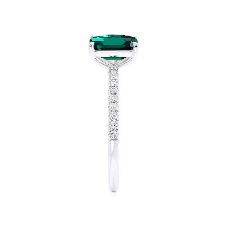 CELESTE - Toi Et Moi Chatham® Green Emerald & Lab Diamond Pear Cut Ring 950 Platinum