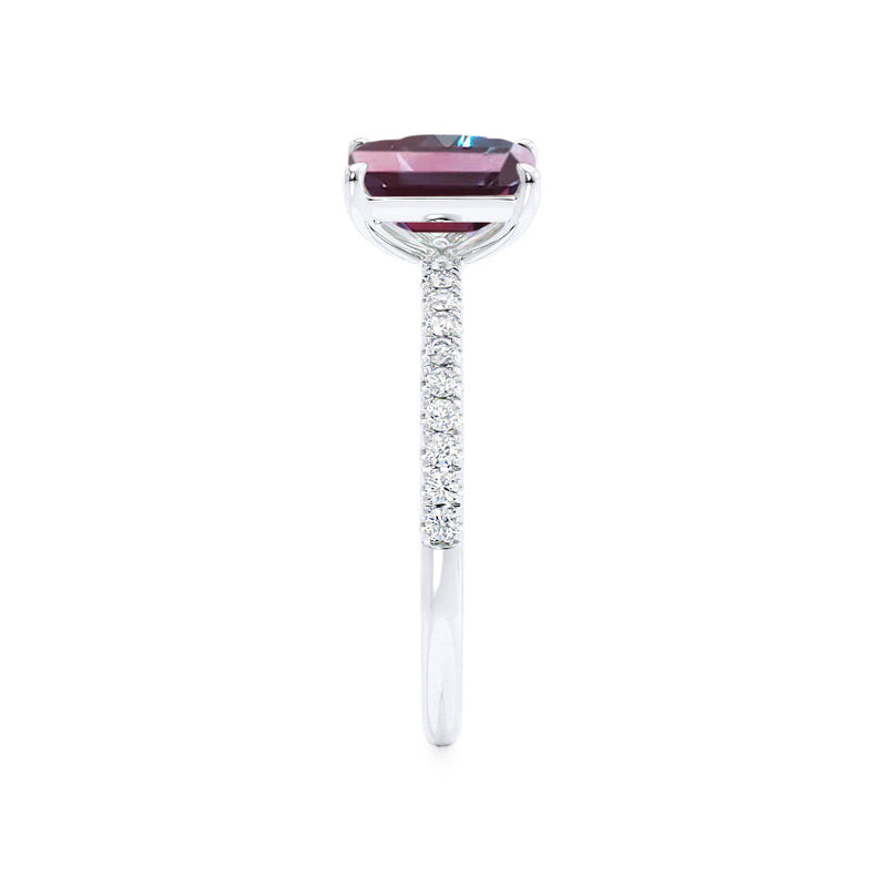 CELESTE - Toi Et Moi Chatham® Alexandrite Emerald & Lab Diamond Pear Cut Ring 18k White Gold