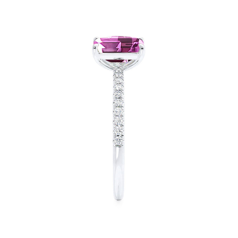CELESTE - Toi Et Moi Chatham® Pink Sapphire Emerald & Lab Diamond Pear Cut Ring 18k White Gold