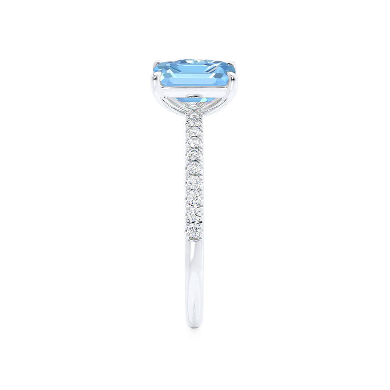 CELESTE - Toi Et Moi Chatham® Aqua Spinel Emerald & Lab Diamond Pear Cut Ring 950 Platinum
