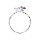 CELESTE - Toi Et Moi Chatham® Alexandrite Emerald & Lab Diamond Pear Cut Ring 18k White Gold