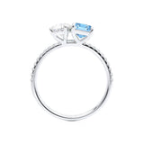 CELESTE - Toi Et Moi Chatham® Aqua Spinel Emerald & Lab Diamond Pear Cut Ring 950 Platinum