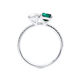 CELESTE - Toi Et Moi Chatham® Green Emerald & Lab Diamond Pear Cut Ring 950 Platinum